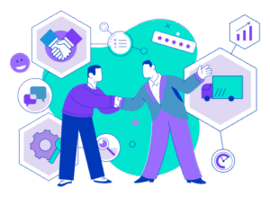 Illustration of Businessmen choosing the right Loan Origination Platform