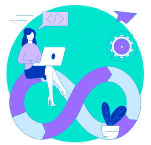 Business analyst monitoring real-time loan decision performance on dashboard.