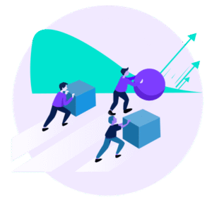 Businessman using intelligent collections strategy to gain an early lead in recovery performance race.