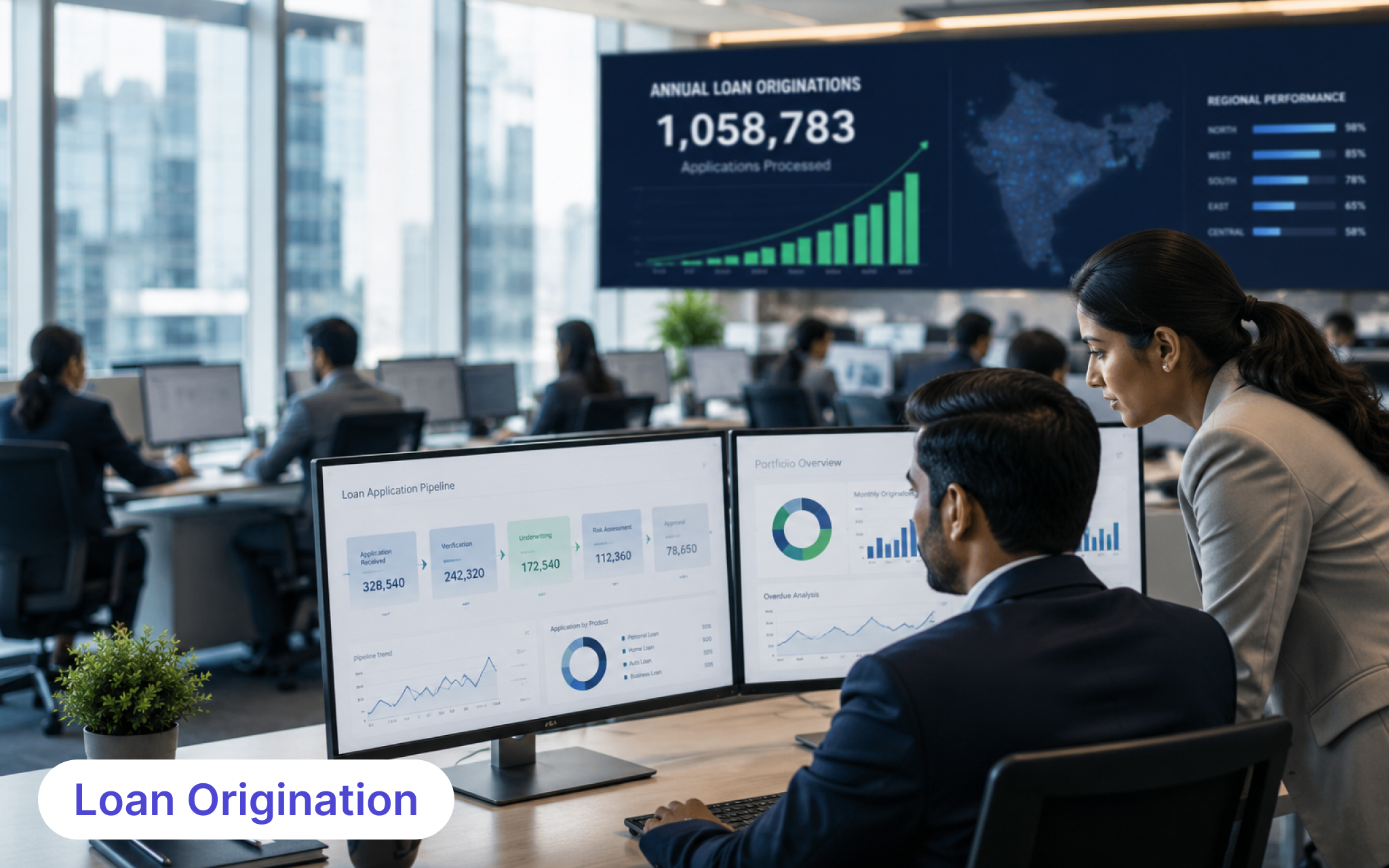 Loan Processing Automation dashboard helping banks manage high-volume lending operations
